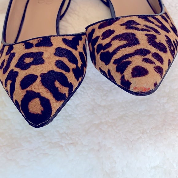 Ankle Strap Hair Calf Leopard Print Pumps - Picture 6 of 9